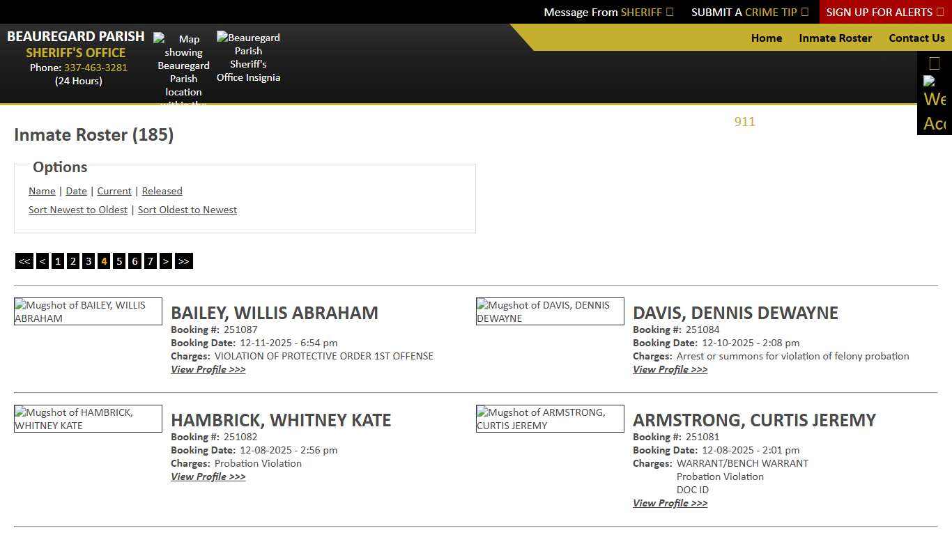 Inmate Roster - Page 4 Current Inmates Booking Date Descending - Beauregard Parish Sheriff's Office