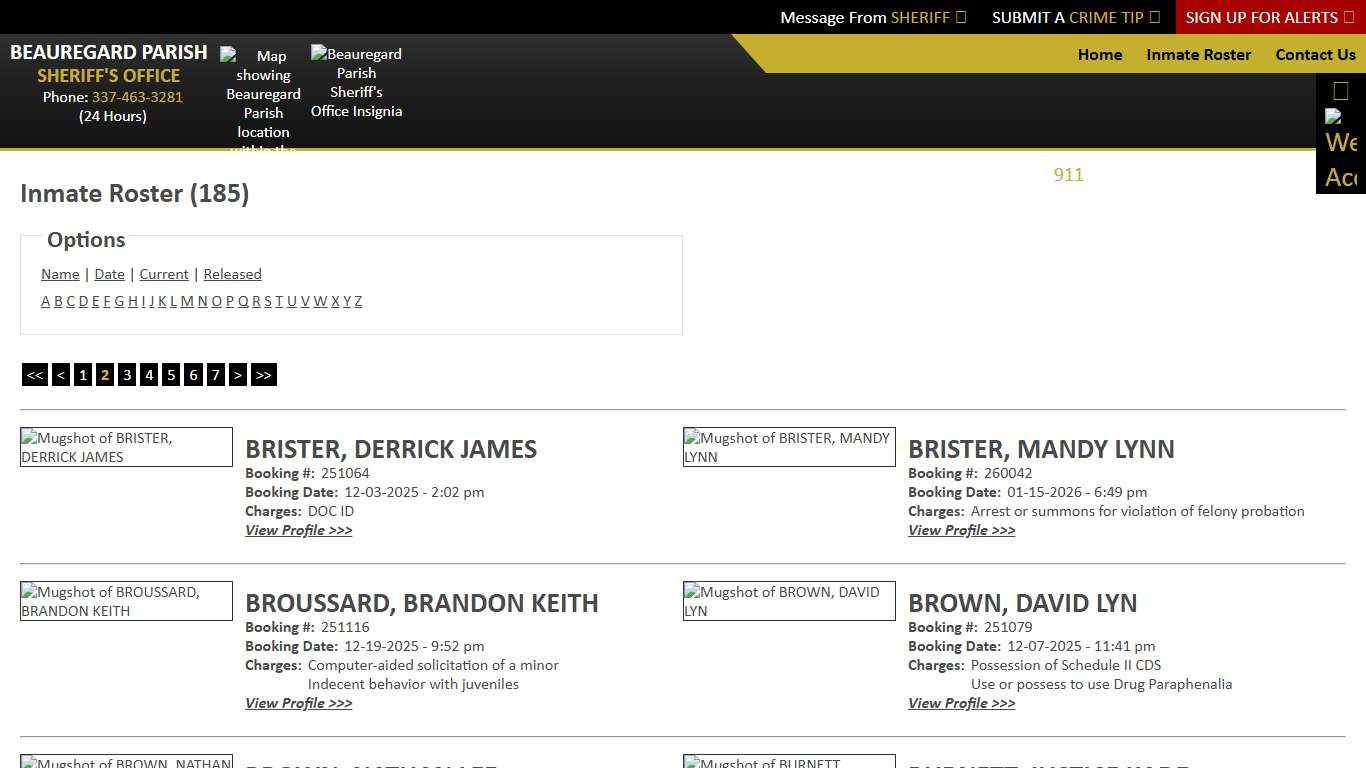 Inmate Roster - Page 2 Current Inmates - Beauregard Parish Sheriff's Office